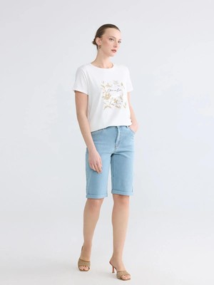 LC Waikiki Yüksek Bel Slim Fit Kadın Jean Şort  (S6)