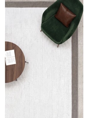 Estiva Home Ibiza Bej Beyaz Rengi Premium Biyeli Bukleli Modern Minimal Düz Salon Balkon Mutfak Pati Dostu Halı