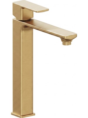 Adell Bloc Uzun Lavabo Bataryası Mat Altın Fırçalı (Brushed Gold) Modern Lavabo Musluğu | 159401518