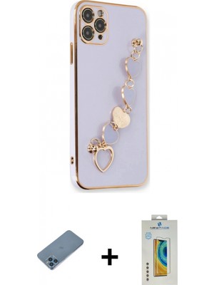 Marsilyan™- iPhone 11 Pro Kılıf Nova Işık Prime - Siyah Polymer Nano Ekran Koruyucu + Shine Kamera Lens Koruma Cam - Mı