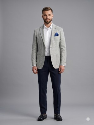Centilmen Kip Keten Dokulu Slim Fit Erkek Blazer Ceket 2521