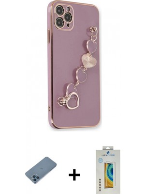 Marsilyan™- iPhone 11 Pro Kılıf Nova Işık Prime - Siyah Polymer Nano Ekran Koruyucu + Shine Kamera Lens Koruma Cam - Mı