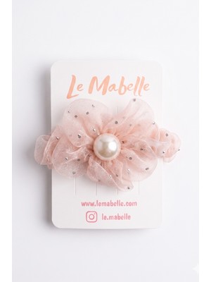 Le Mabelle Pudra Taş Detaylı Çiçek Model Lastikli Kız Çocuk Simit Toka