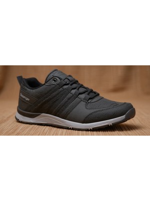 Slazenger Apex Erkek Spor Ayakkabısı Siyah Düz Topuk Tekstil ve Suni Deri Taban Kauçuk