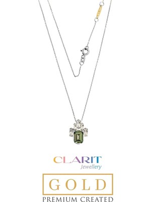 So CHIC Created Tourmaline Taşlı Clarit Serisi 42 Cm 8 Ayar Beyaz Altın Kolye