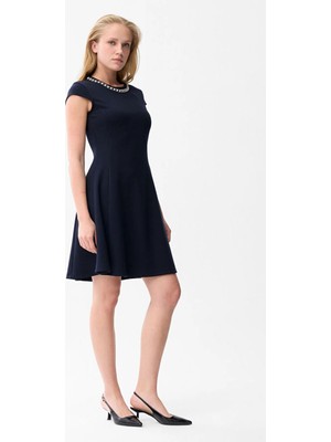 Love My Body  Örme Taş Detaylı Elbise Lacivert 124LO036000