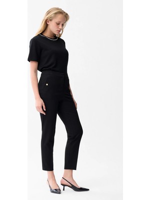 Love My Body  Metal Çıtçıtlı Cepli Pantolon Siyah 153L9197002