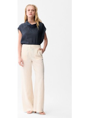 Love My Body Keten Bol Paça Pantolon Vanilya 153L9368005