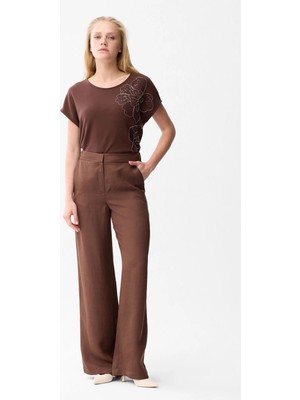 Love My Body Keten Cepli Bol Paça Pantolon Kahve 153L9368004