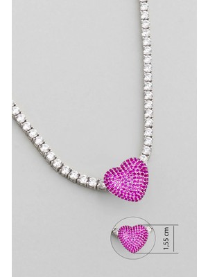 So CHIC Pembe Kalp 18 Ayar Beyaz Altın Kaplama Gümüş Charm