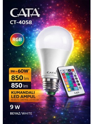 Cesaa Elektrik Rgb (Renk Değiştiren) Ampul Uzaktan Kumandalı Renkli LED Ampul