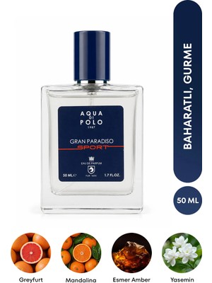 Aqua Di Polo 1987 Gran Paradiso Sport EDP Erkek Parfüm 50 ml | Narenciye, Odunsu | Greyfurt, Deniz, Paçuli, Amber
