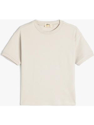 Koton Basic Tişört Crop Fit Bisiklet Yaka Kısa Kollu Pamuklu