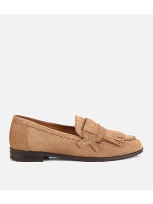 Hotiç Kadın Süet Deri Vizon Püskül Detaylı Klasik Loafer