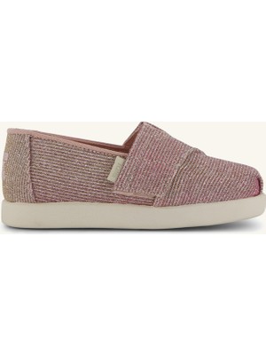 Kız Çocuk Espadril 1002319 Toms Alpargata Classic Pale Rose Glitter Corduroy