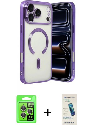 İlk El Grup Pilelistore™ iPhone 17 Pro Kılıf Nova Işık Özel Seri - Şeffaf Pasifik Cam Ekran Koruyucu + Raze Metal Kamera Lens - Gı