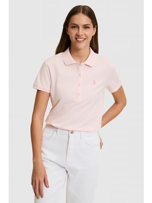 U.S. Polo Assn. Kadın Açık Pembe Polo Yaka Basic Tişört 50321818-VR078
