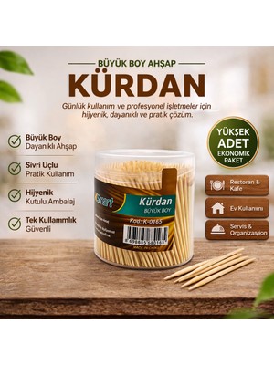 Bezos Büyük Boy Ahşap Kürdan 1 Adet Tek Kullanımlık Hijyenik Paket Ekonomik Çözüm