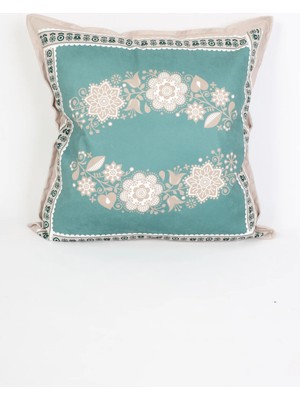 Ness Home Desenli Beyaz Süet Yastık /kırlent Kılıfı Fermuarlı 48X48 cm