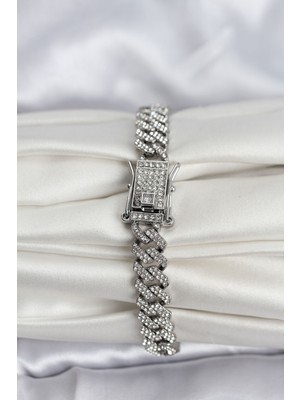 Youday Accessories Gümüş Renk Pirinç Cuba Chain Gurmet Bileklik