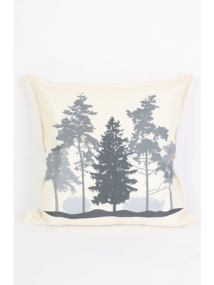 Ness Home Desenli Beyaz Süet Yastık /kırlent Kılıfı Fermuarlı 48X48 cm