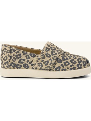 Kız Çocuk Espadril 10023198 Toms Alpargata Classıc Oatmeal Small Leopard Spots