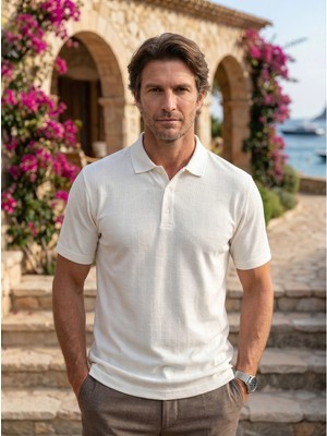 Çizgi Triko Erkek Polo Yaka Tişört - 5105
