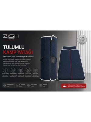 Zish Home Mavi Taşınabilir Kendinden Fermuarlı Tulumlu Katlanır Kamp Yatağı Anne Yanı Yer Yatağı 5cm
