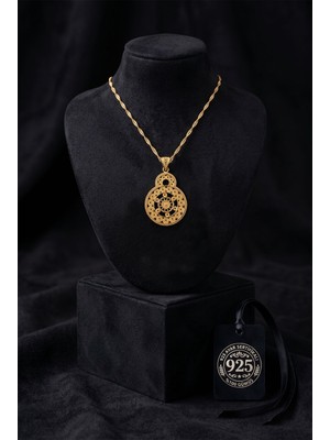 Roza Silver 925 Ayar Geleneksel Telkari El Işçiliği Altın Kaplama Mezopotamya Güneşi Gümüş Kolye