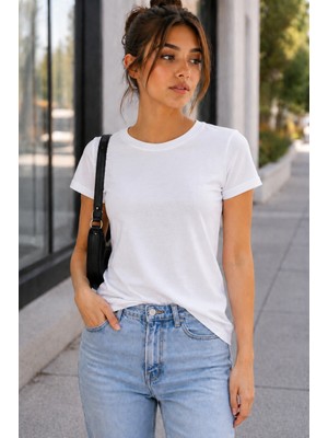 Hayalet Kadın Bisiklet Yaka Basic T-Shirt – Loose Fit Premium Bluz