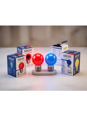 Korçam 1.5W Kırmızı,mavi Renkli LED Gece Lambası E27 Duy - 90 Lümen Enerji Tasarruflu Dekoratif Ampul
