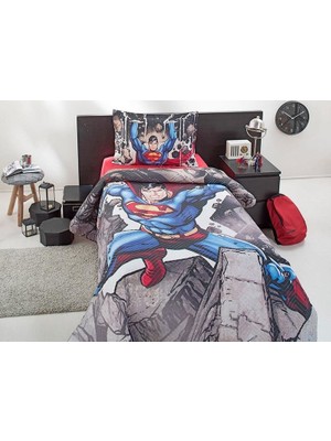 Özdilek Lisanslı Kapitoneli Dört Mevsim Nevresim Takımı Superman Stone Tek Kişilik