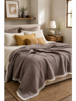 Hb&victory Müslin %100 Pamuk 6 Katlı Kahverengi Yorgan Çift Kişilik 240X230 Cm.