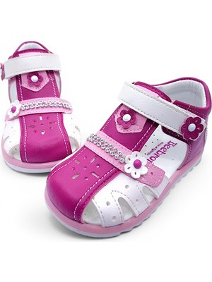 Beebron Ortopedik Kız Bebek ve Çocuk Sandaleti KBTKL2407 Fuşya Beyaz 24