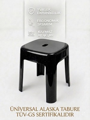 Saban Siyah, Plastik Alaska Model Sağlam Tabure 36x36x46cm