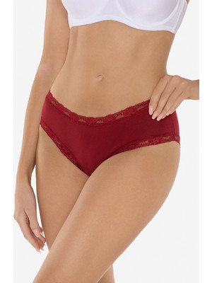 Malabadi Kadın Bordo 2’li Paket Ultra Yumuşak Micro Modal Dantelli Slip Külot 700