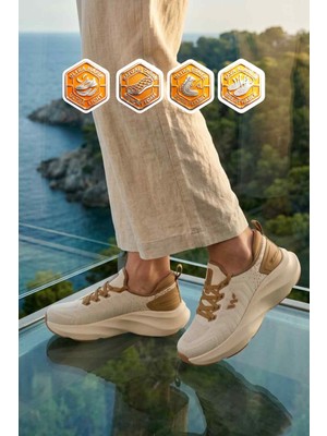 Walkway Bej Fileli Hafif Esnek Hafızalı Taban Unisex Spor Ayakkabı Flexnova G
