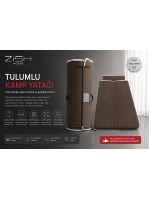 Zish Home Kahverengi Taşınabilir Kendinden Fermuarlı Tulumlu Katlanır Kamp Yatağı Anne Yanı Yer Yatağı 5cm