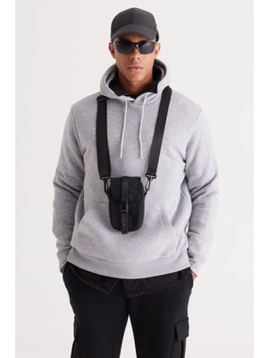 Altınyıldız Classics Erkek Gri Melanj Standart Fit Içi Polarlı 3 Iplik Kapüşonlu Kanguru Cepli Pamuklu Sweatshirt