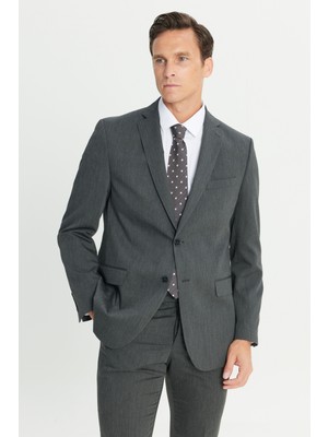 Altınyıldız Classics Erkek Antrasit Slim Fit Dar Kesim Mono Yaka Takım Elbise