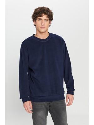 Altınyıldız Classics Erkek Lacivert Sweatshirt Polar Standart Fit Normal Kesim Bisiklet Yaka