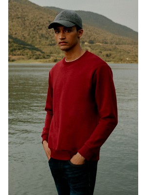 Altınyıldız Classics Erkek Bordo Standart Fit Normal Kesim Içi Polarlı 3 Iplik Bisiklet Yaka Pamuklu Sweatshirt