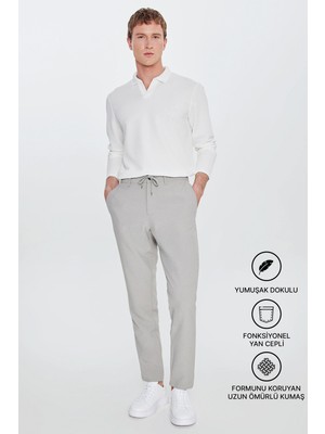 Altınyıldız Classics Erkek Açık Yeşil Slim Fit Dar Kesim Beli Bağlamalı Yan Cepli Casual Jogger Pantolon