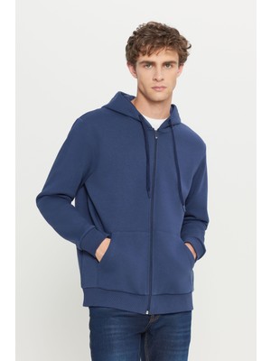 Altınyıldız Classics Erkek Lacivert Standart Fit Normal Kesim Içi Polarlı 3 Iplik Kapüşonlu Fermuarlı Sweatshirt Ceket