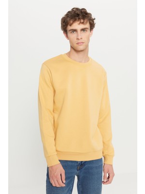 Altınyıldız Classics Erkek Hardal Standart Fit Normal Kesim Içi Polarlı 3 Iplik Bisiklet Yaka Pamuklu Sweatshirt