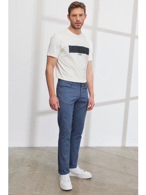 Altınyıldız Classics Erkek Petrol Slim Fit Dar Kesim 5 Cep Armürlü Esnek Pantolon