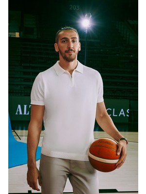 Altınyıldız Classics Erkek Ekru %100 Pamuk Standart Fit Normal Kesim Polo Yaka Triko Tişört