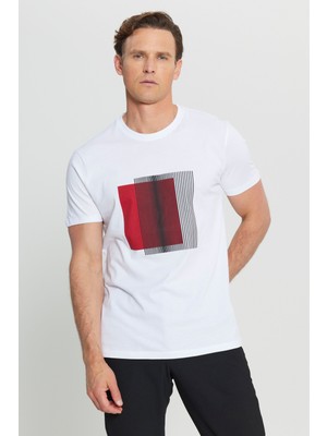 Altınyıldız Classics Bisiklet Yaka Baskılı Beyaz Erkek T-Shirt ACE091252071_BYZ