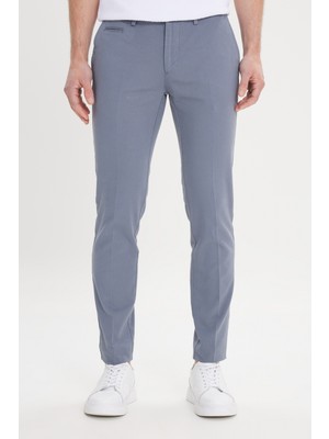 Altınyıldız Classics Erkek Petrol Slim Fit Dar Kesim Yan Cepli Pamuklu Esnek Armürlü Pantolon