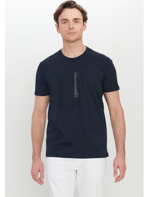Altınyıldız Classics Bisiklet Yaka Baskılı Lacivert Erkek T-Shirt ACE091252407_LAC